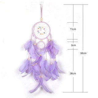 Dreamcatcher đính lông vũ có đèn LED