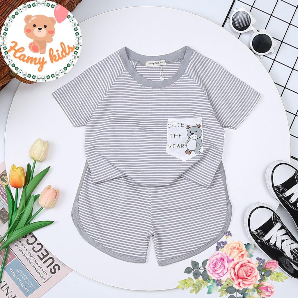 Đồ Bộ Minky Mom Chính Hãng Bé Trai Bé Gái Thun Lạnh Sọc Dệt Visco Tay Ngắn Quần Cộc Bé Từ 0-5 Tuổi Dưới 20kg - Hamykids