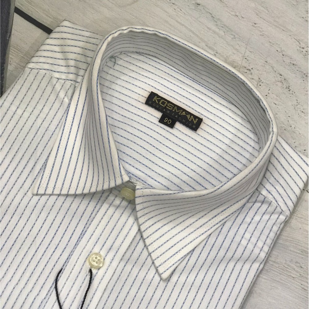 Áo Sơ Mi Nam Cộc Tay Thương Hiệu Kosman Màu Trắng Kẻ Sọc Không Nhăn, Không Nhàu SD448 | BigBuy360 - bigbuy360.vn