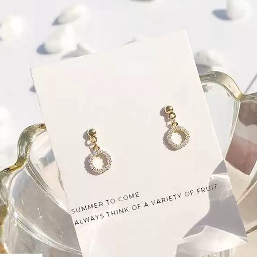 Bông tai, khuyên tai BẠC 925 CAO CẤP không gỉ hình tròn đính hạt đơn giản nhỏ gọn nữ tính