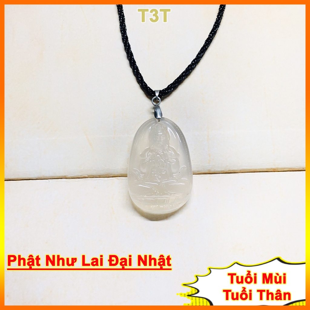 Phật bản mệnh như lai đại nhật đá màu trắng hợp tuổi mùi và tuổi thân, Vòng cổ cho nam nữ đem lại bình an - T3T