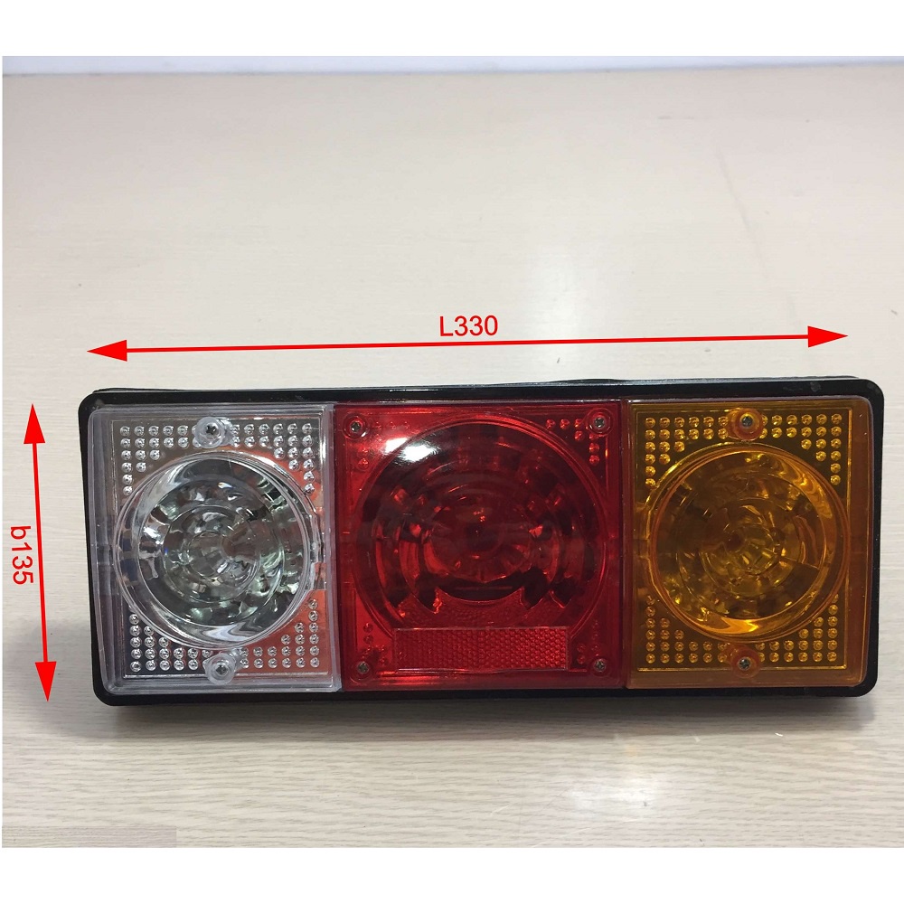Đèn hậu xe tải  xe ben cửu long, foton, Forland 6 tấn. Đèn 3 khoang vuông, 24v, dài 33cm, rộng 13.5cm.