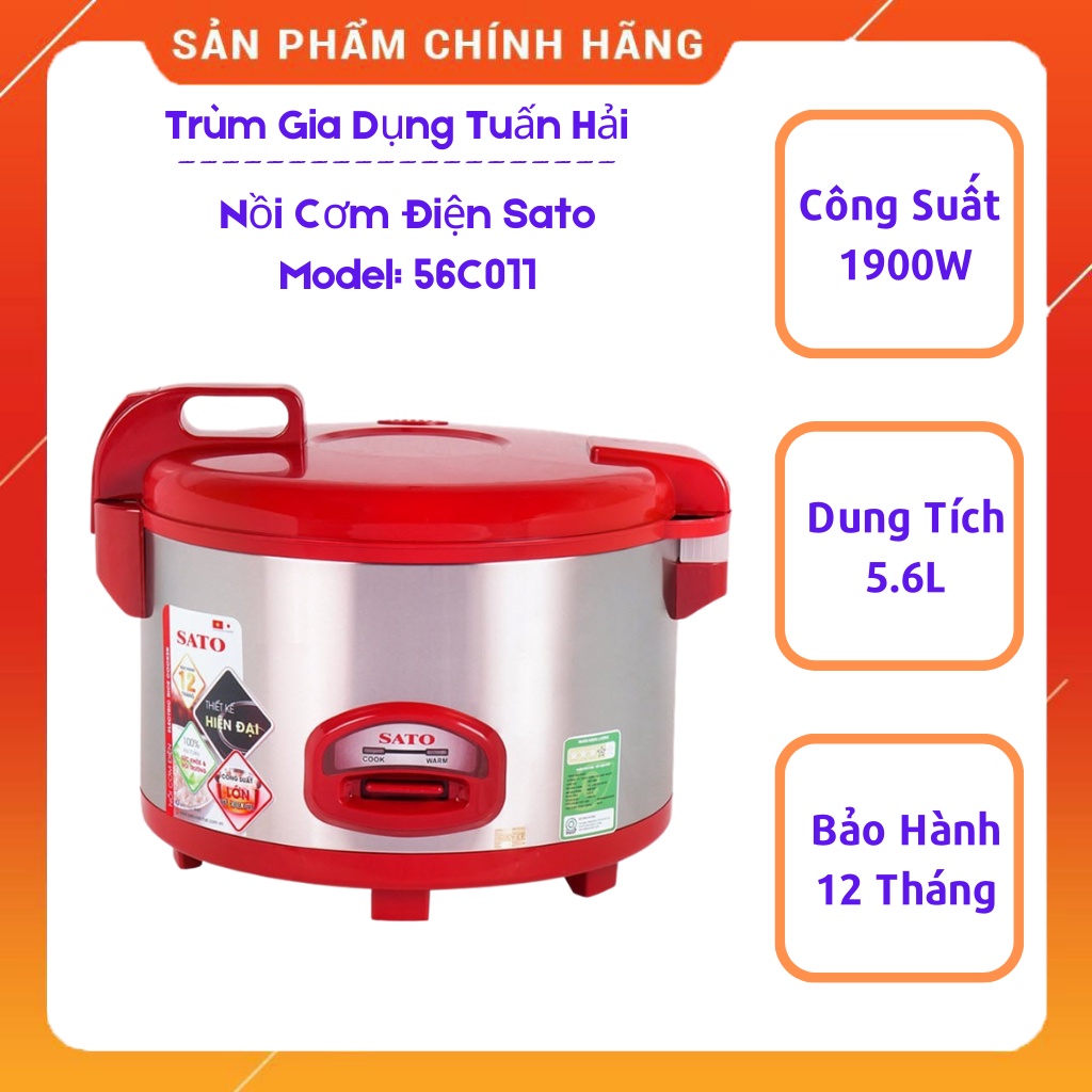 Nồi Cơm Điện SATO 56C011, Dung Tích 5.6L, Đáp Ứng Nhu Cầu Cho 15 - 20 Người Ăn Mỗi Lần Nấu