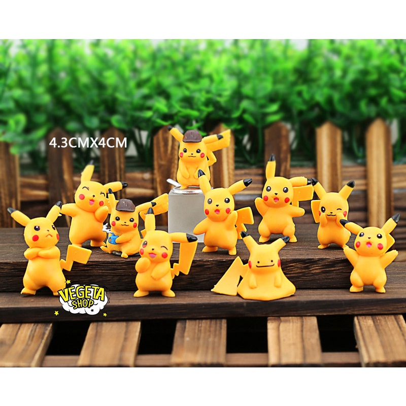 Mô hình Pikachu - Trọn bộ 10 mô hình Pikachu nguyên bản thám tử cực dễ thương - Cao khoảng 3.5 ~ 5cm