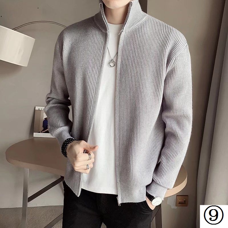 Áo Khoác Len Cardigan Cổ Đứng Phong Cách Hàn Quốc Thời Trang Xuân Thu 2021 Cho Nam