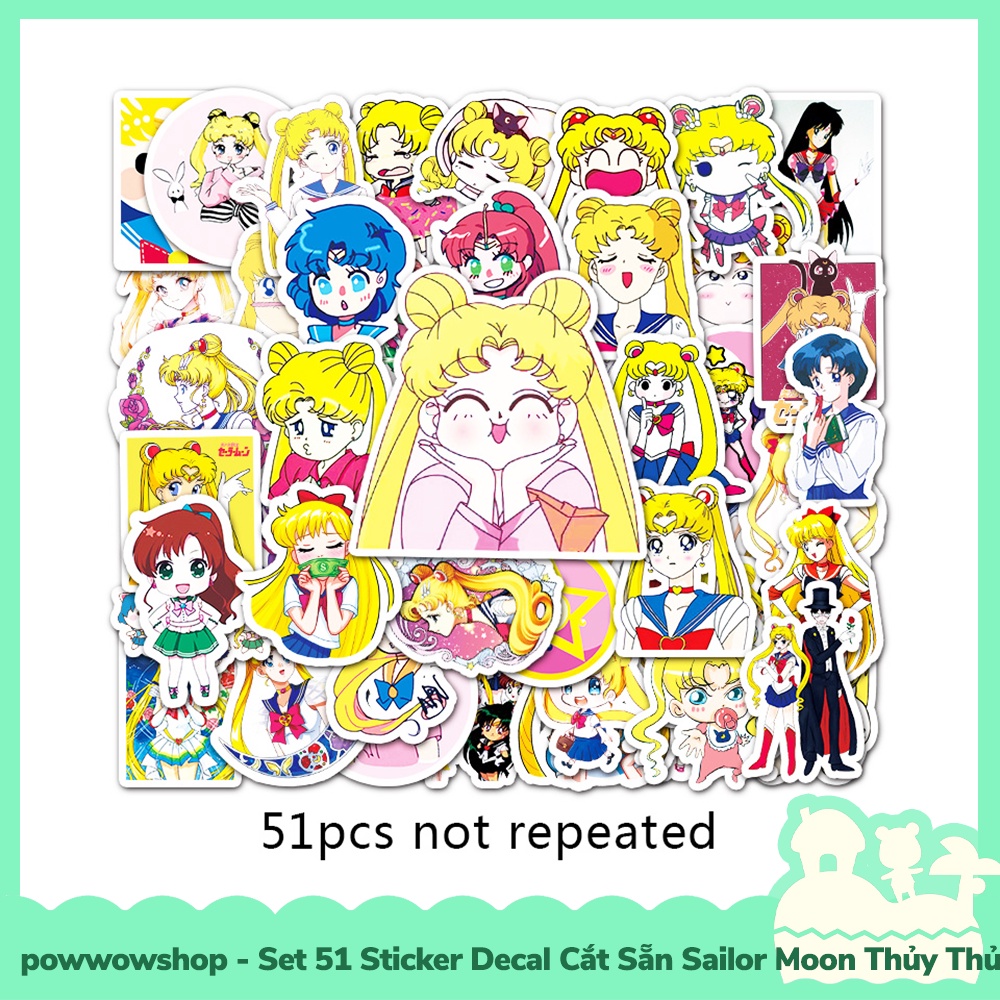 [Sẵn VN - Hỏa Tốc] Set 51 Sticker Mini Decal Dán Trang Trí Vật Dụng Mẫu Anime Manga Sailor Moon Thủy Thủ Mặt Heo Cute