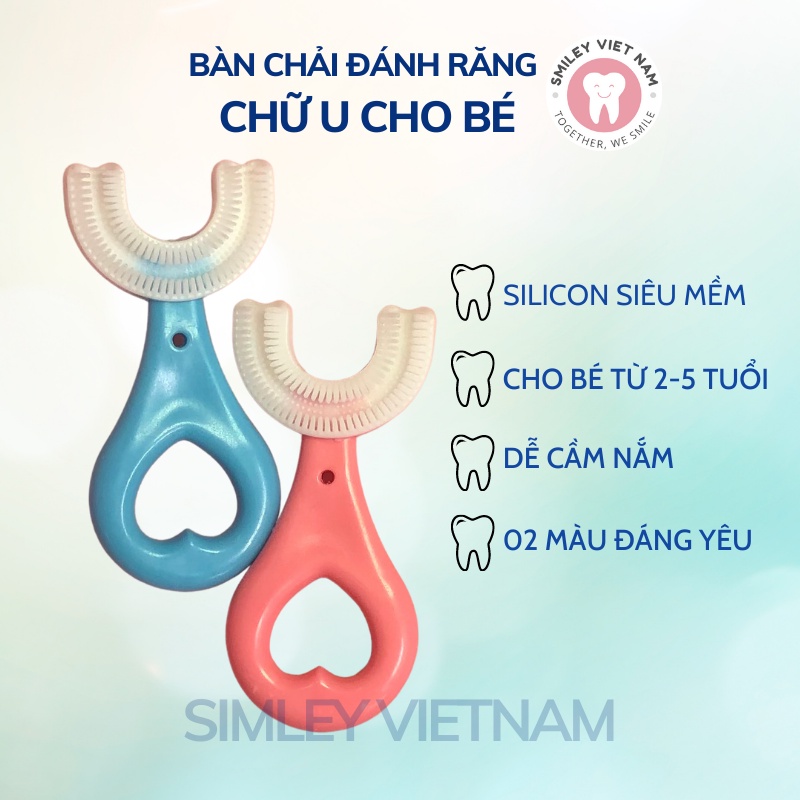 Bàn chải đánh răng cho bé TEDDY, bàn chải trẻ em chữ U có cốc bảo vệ - phù hợp các bé từ 2-8 tuổi