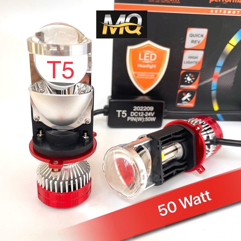 Đèn Pha Led Bi Cầu Mini H4 T2 Nâng Cấp Lên T5 Gom Sáng Chống Chói H4 V80 M01B