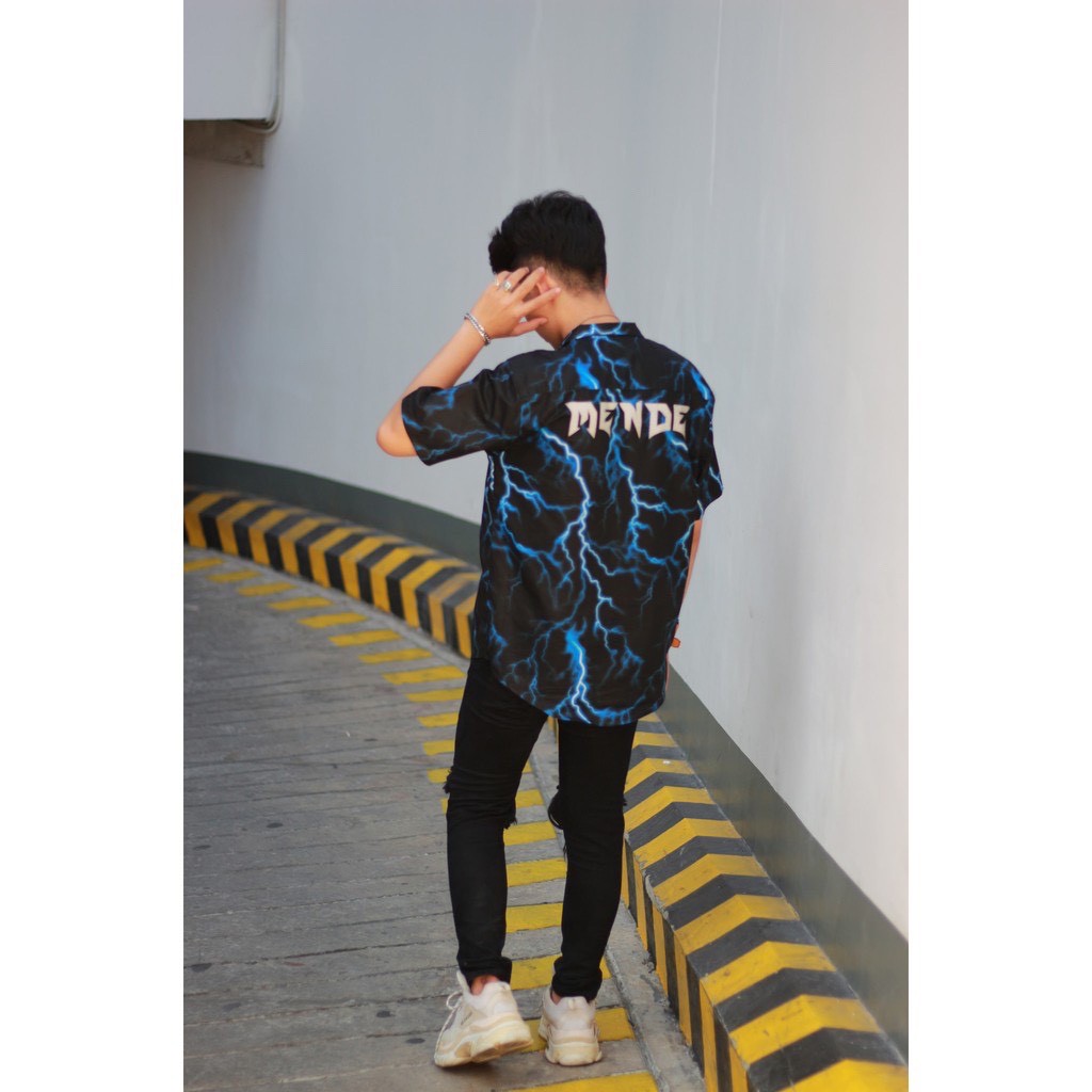 Sơ Mi Unisex Tay Lỡ - Áo Somi Sấm Sét Xanh - Thời Trang Unisex AnAn - SM7 | BigBuy360 - bigbuy360.vn