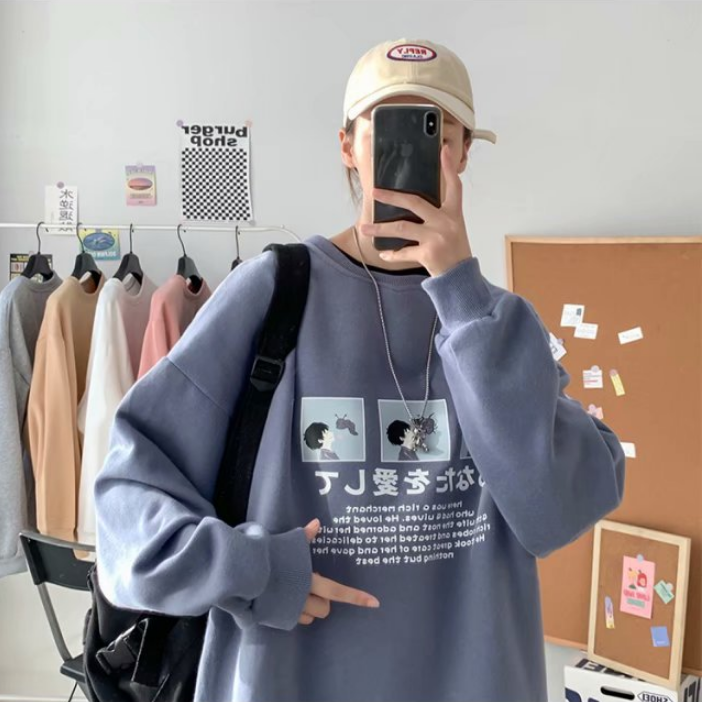 [ Mã 12FASHIONSALE1 giảm 10K đơn 50K ] Áo Sweater Cổ Tròn Dáng Rộng Thời Trang Thu Đông Cho Nam | BigBuy360 - bigbuy360.vn