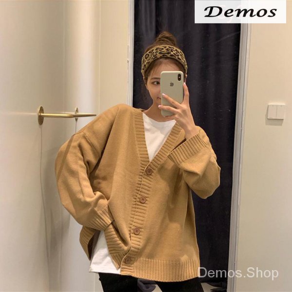 Thời Trang Nữ Áo Khoác Len Cardigan Dệt Kim Tay Dài Cổ Chữ V Dáng Rộng Phong Cách Cổ Điển Thời Trang Mùa Thu Cho Bạn Nữ