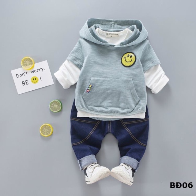 Set áo mũ mặt cười cho bé