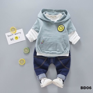 Set áo mũ mặt cười cho bé