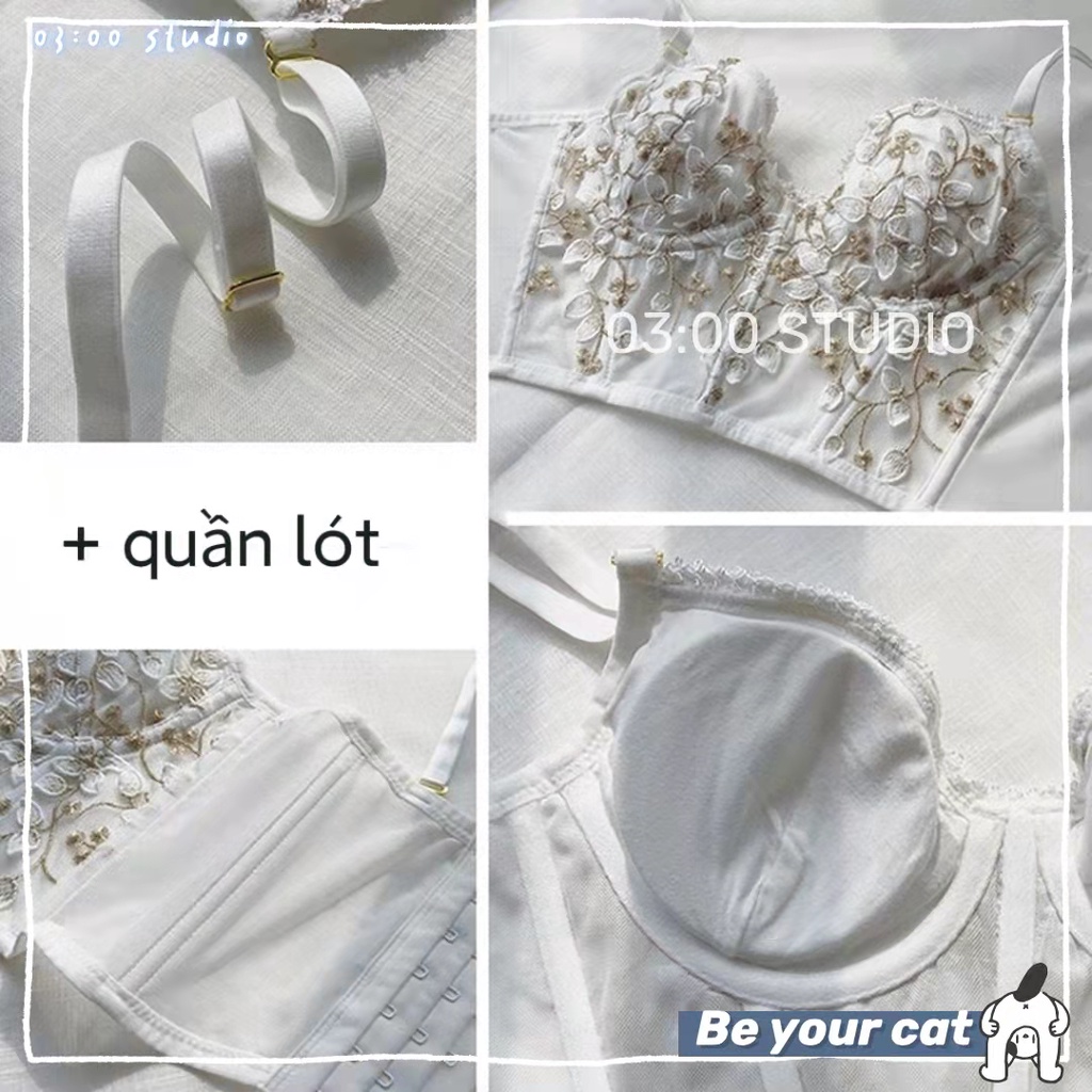 （Giao hàng bảo mật）💞Áo Bra sexy💞2 dây bralette có gọng hàng cúc ren mềm xuyên thấu--A02
