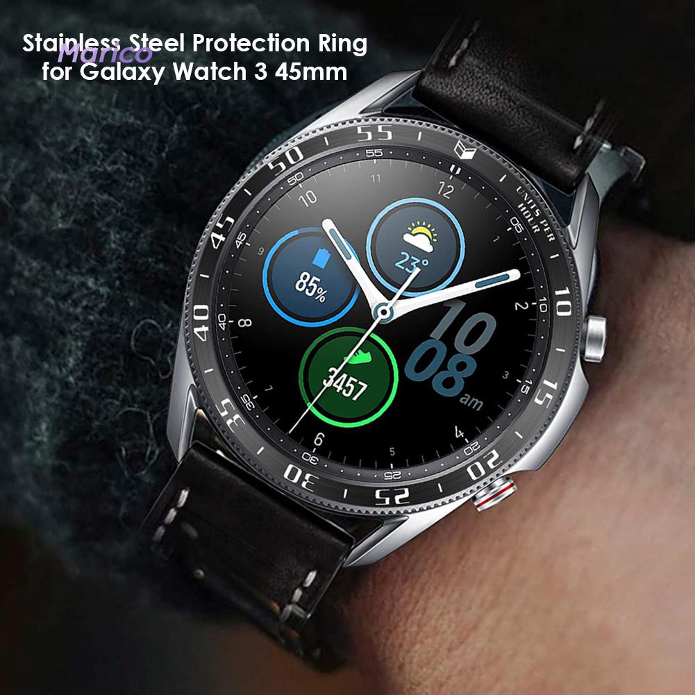 Vòng Thép Không Gỉ Dán Mặt Đồng Hồ Samsung Galaxy Watch 3 45mm-ma
