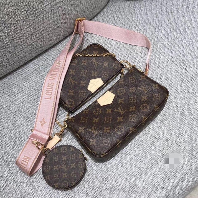 Set 3in1 túi lv mini đeo chéo hàng đẹp fullbox nguyên seal quai hồng & quai nâu