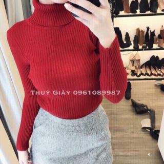 Áo len nữ cổ lọ chất len tăm dày dặn