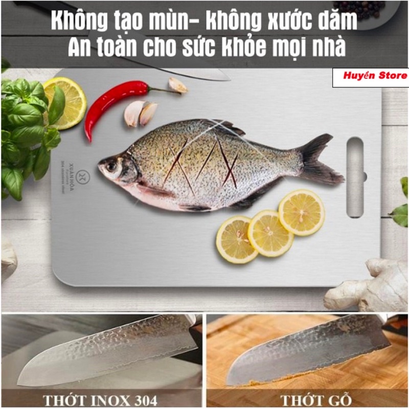 Thớt Inox 304 Cao Cấp, Chống Ẩm Mốc, Không Han Gỉ, Kháng Khuẩn, Giữ Gìn Vệ Sinh Thực Phẩm, An Toàn Cho Mọi Nhà