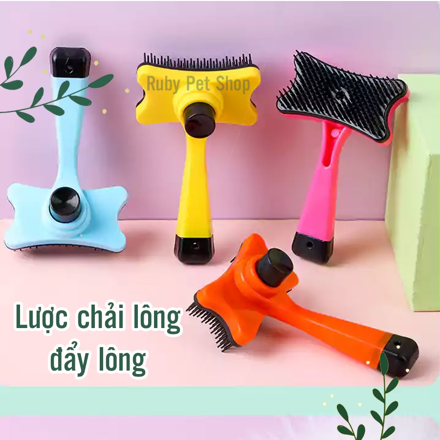 Lược Chải Lông Chó Mèo Có Nút Bấm Đẩy Lông - đẩy lông chó mèo Ruby Pet Shop phụ kiện thú cưng Hà Nội