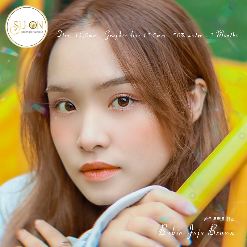 [Video thật] Lens cận nâu tự nhiên BABIE JEJE BROWN, kính áp tròng Hàn Quốc chính hãng 14mm, lens 3 tháng