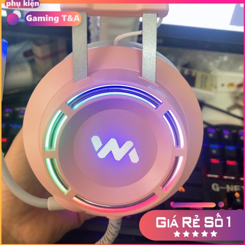 Tai nghe Gaming Wangming 9800s (có dây RGB 7.1 - Cổng USB - Màu hồng cute - BH 12 Tháng)