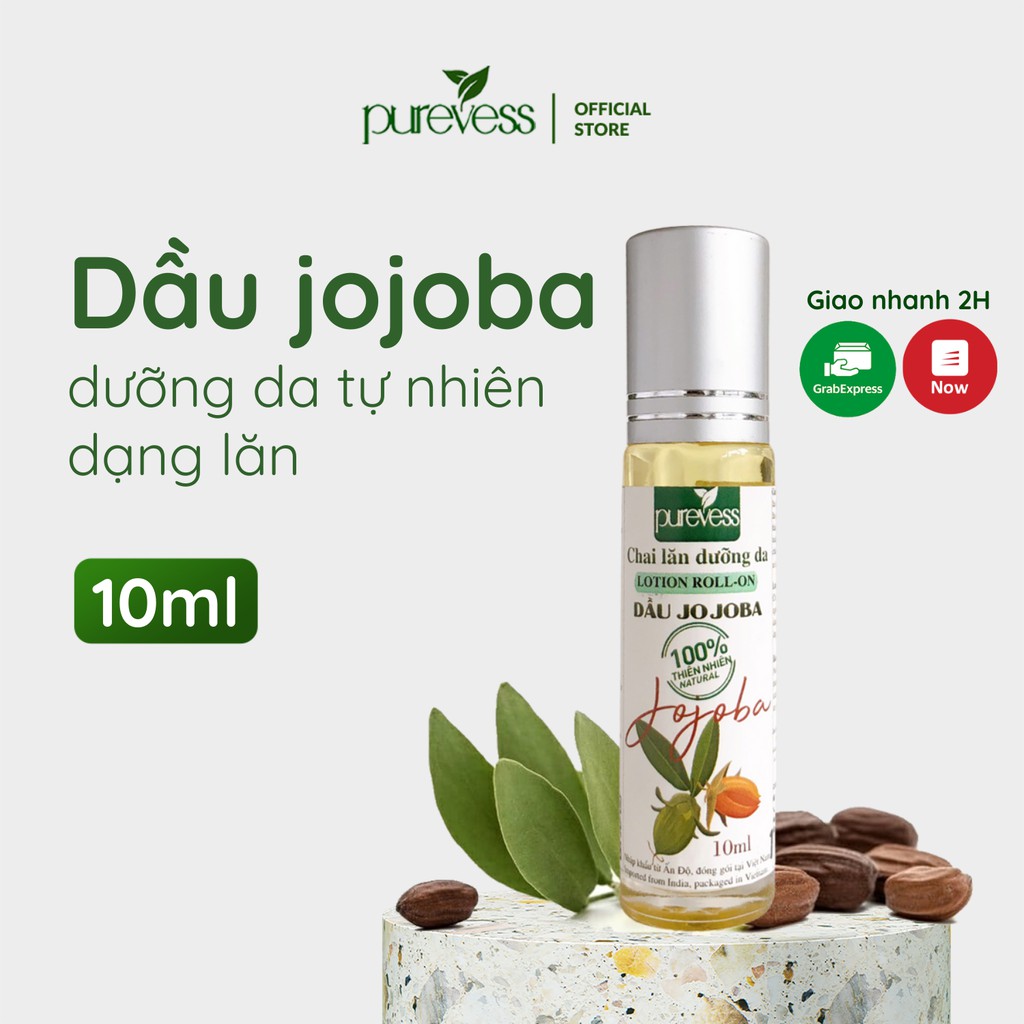 Chai Lăn Dầu Jojoba giúp dễ dàng hấp thụ vào da và không làm tắc nghẽn lỗ chân lông PUREVESS 10ml