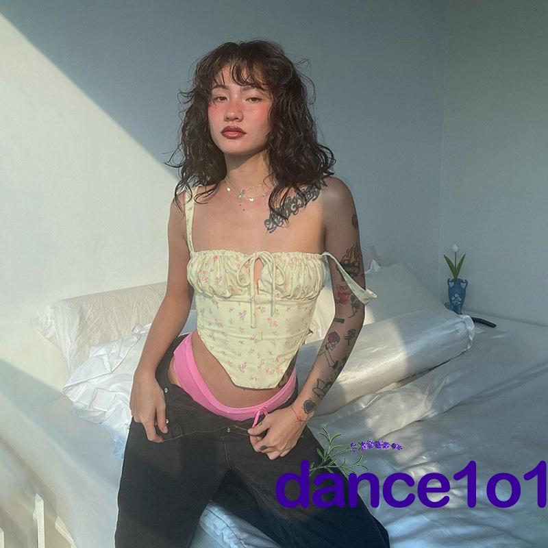 Áo Lửng Hai Dây Họa Tiết Hoa Gợi Cảm Cho Nữ