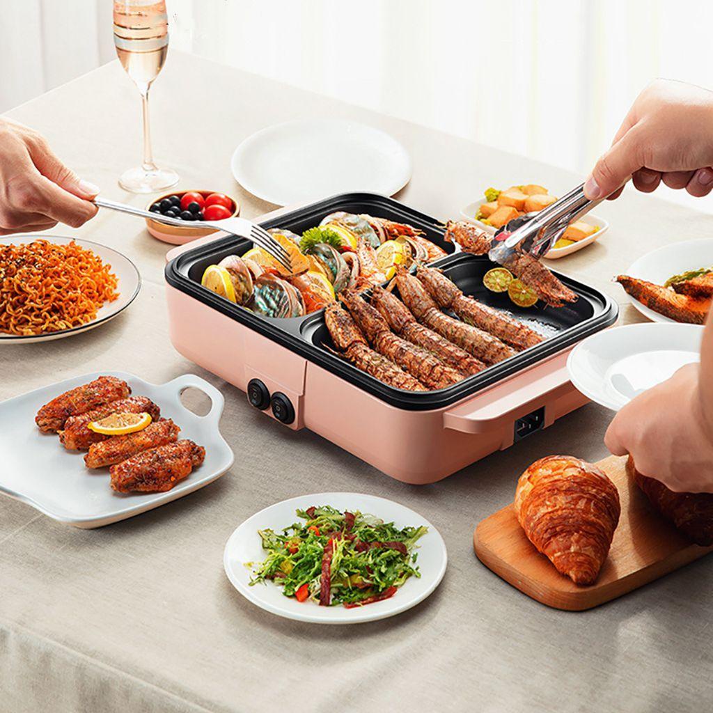YIYU Nồi Nấu Lẩu / Nướng Bbq Mini 2 Trong 1 Đa Năng Có Thể Điều Chỉnh Cho Nhà Bếp