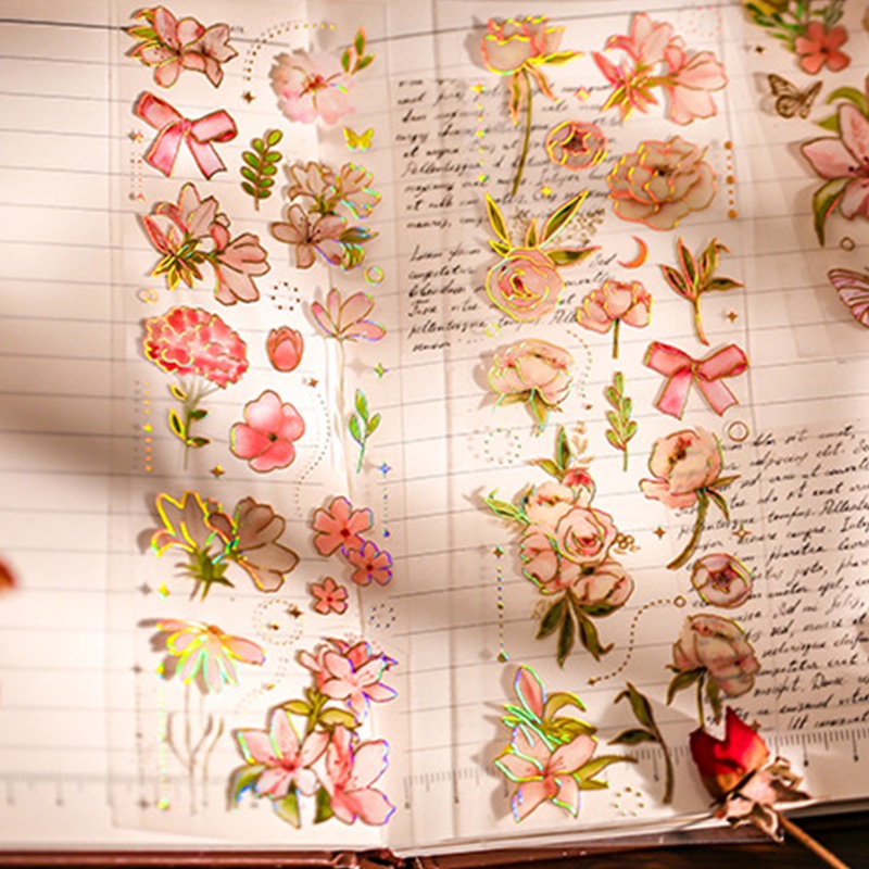 Bộ 3 Tấm Sticker Dán Trang Trí Hình Hoa Màu Đồng Lấp Lánh DIY