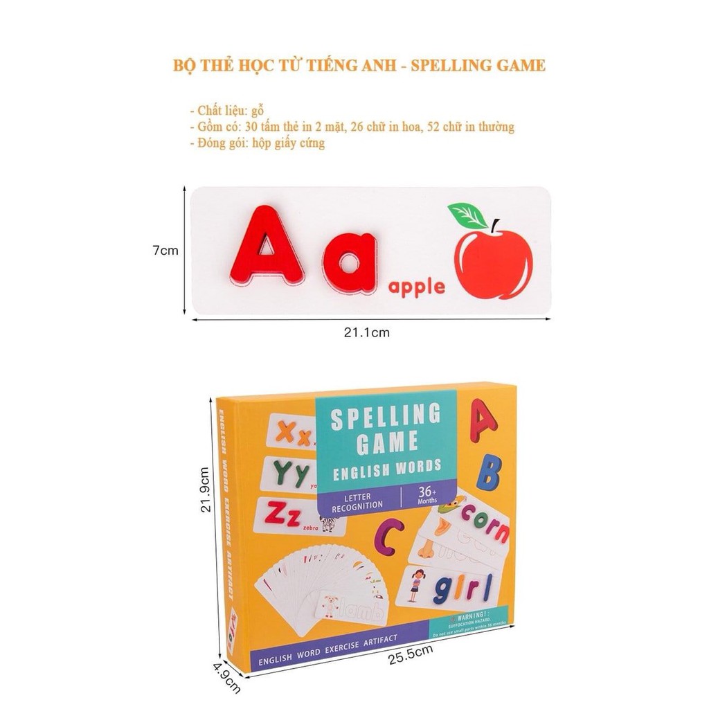 Spelling Game - Bộ Đồ Chơi Ghép Chữ Tiếng Anh Học Từ Vựng Bằng Gỗ Phiên Bản Mới Nhất