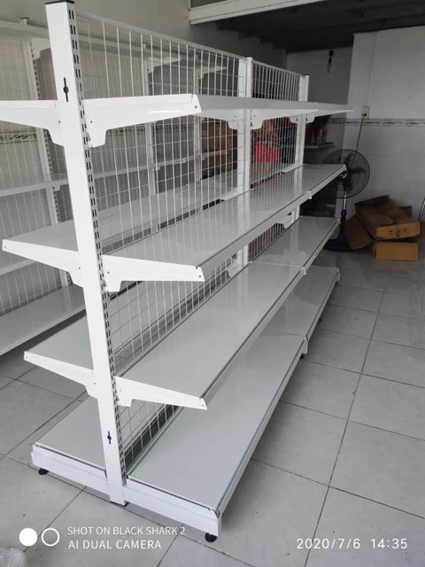 Kệ sắt để hàng tạp hoá ( Kệ giữa nhà 2 mặt Cao 1m5 dài 1m8)