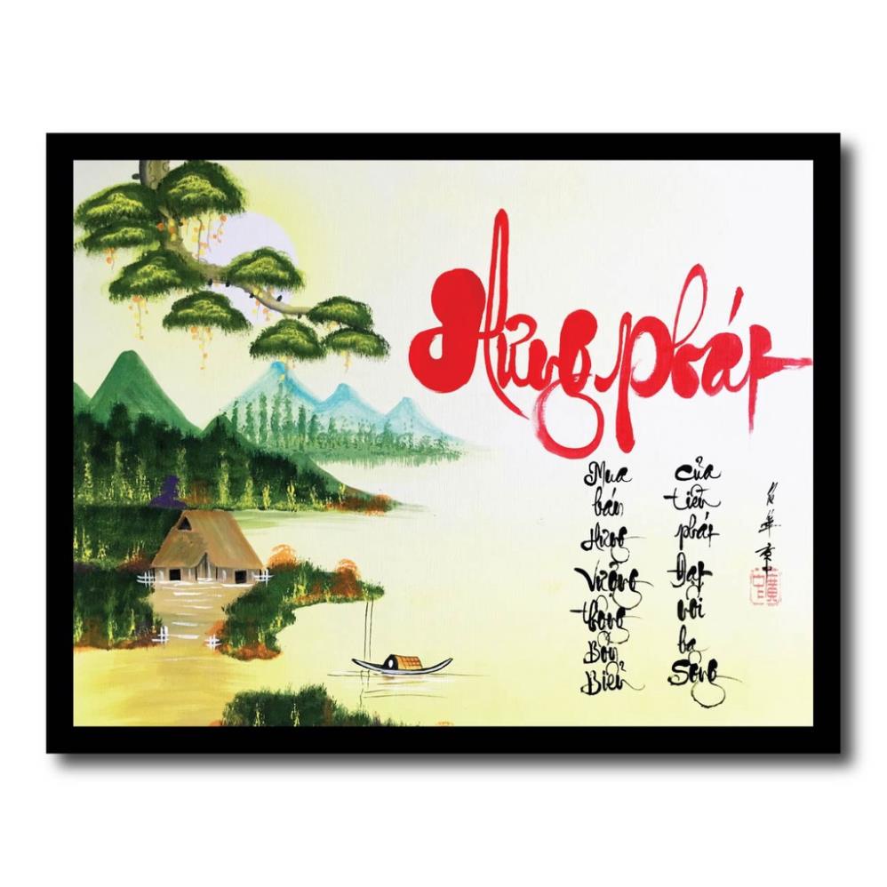 Tranh thư pháp chữ gia đình, tranh thư pháp chữ vợ chồng, tranh thư pháp treo tường, tranh khung treo tường A3, A4