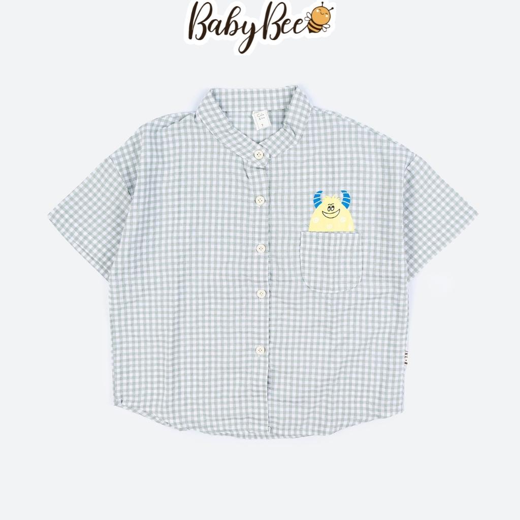 Áo sơ mi bé trai Hàn Quốc BabyBee áo bé trai size đại 14-24kg họa tiết caro SM131
