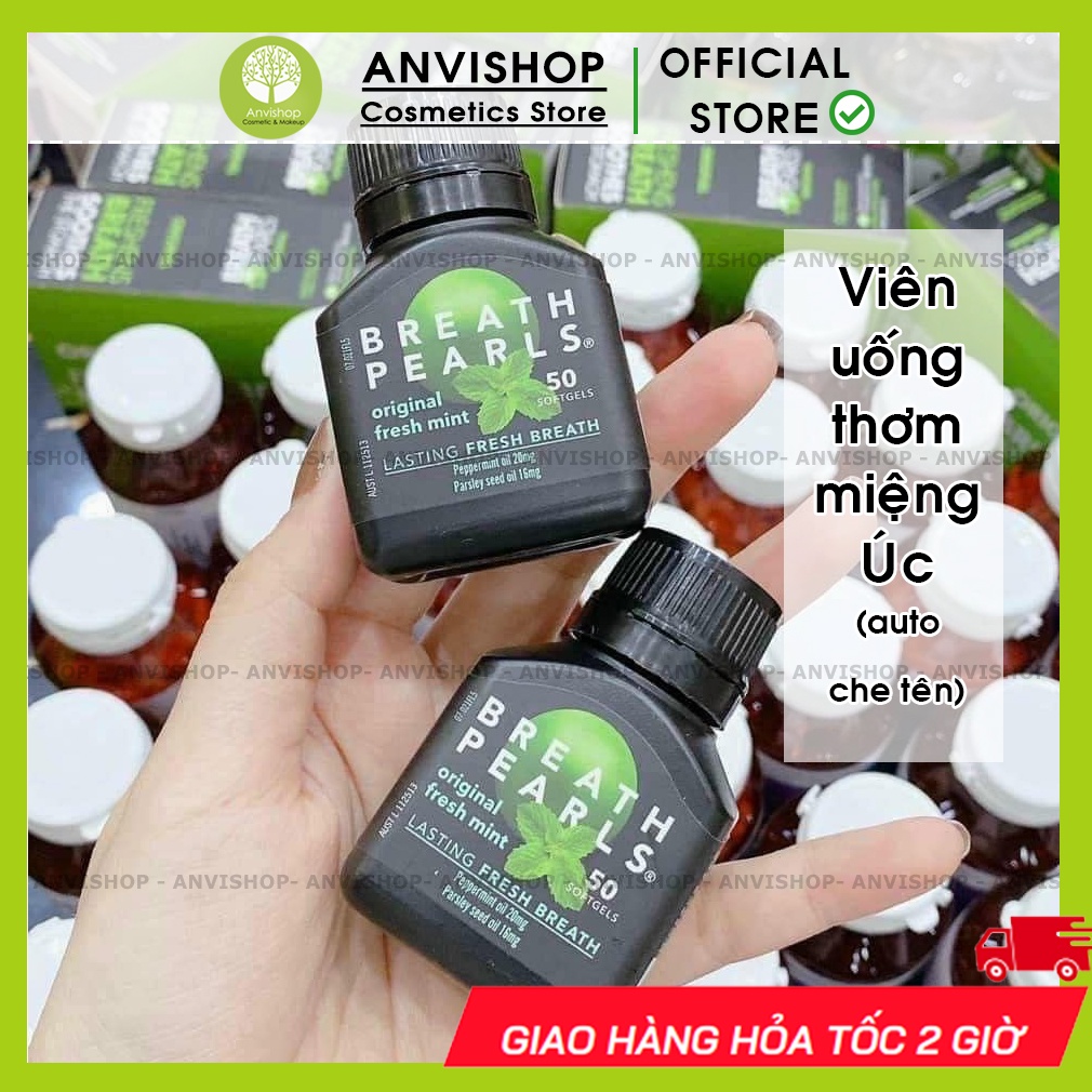 Viên Thơm Miệng Úc 50 viên BREATH PEARL - giảm mùi miệng cho người lớn, phụ nữ và bé trên 6 tuổi