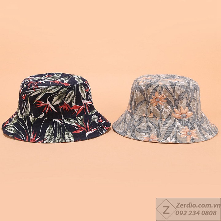 Nón bucket tai bèo nam nữ họa tiết cây hoa lá đẹp chất liệu cotton cao cấp