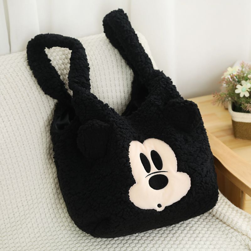 Túi Xách tote Nhung Lông Cừu Hình Mickey Stitch Winnie the Pooh Hàn Quốc Dễ Thương Cho Nữ CMX3