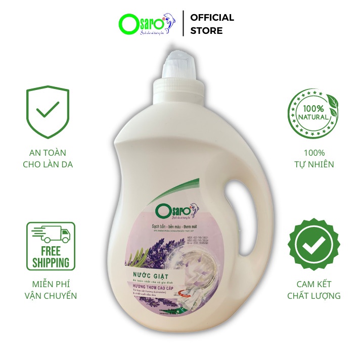 Nước giặt OSARO hữu cơ sinh học thành phần tự nhiên an toàn cho em bé và da nhạy cảm 3,8kg