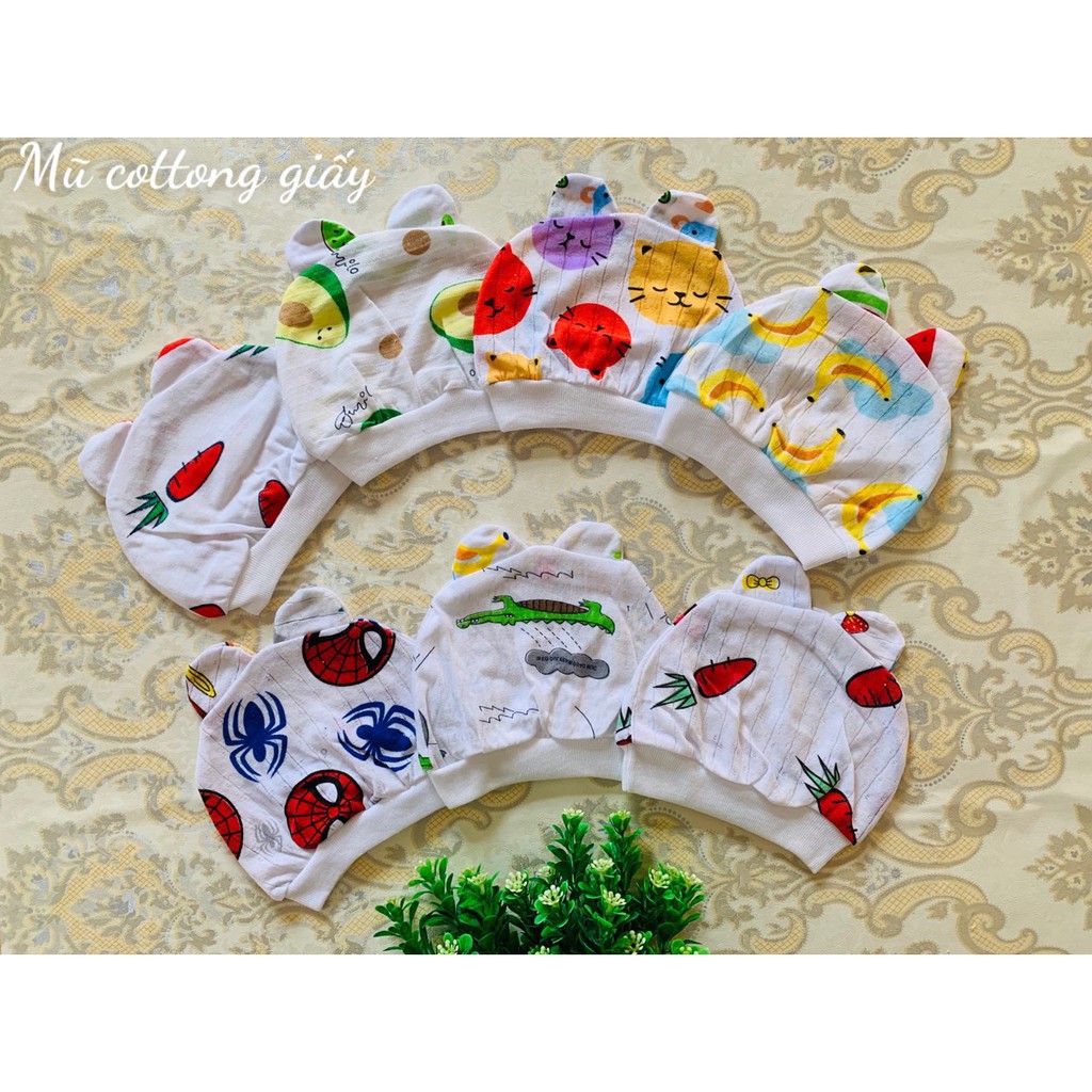 Mũ sơ sinh cotton giấy siêu xinh cho bé M13