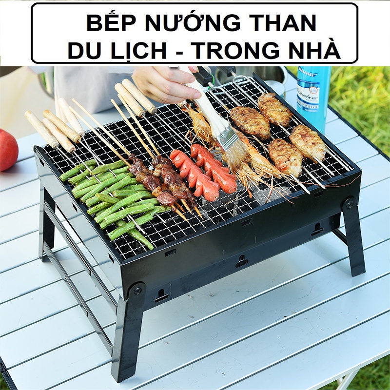 bếp nướng than hoa , bếp nướng tha hoa hình vuông làm bằng thép sơn tĩnh điện dùng cho dã ngoại gia đình tiện lợi giá rẻ