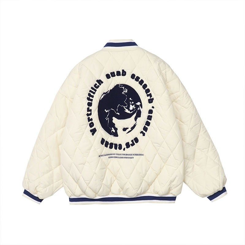 Áo Khoác Bóng Chày Bằng Cotton Dày Dặn Thêu Họa Tiết Phong Cách Đường Phố Hàn Quốc Thời Trang Thu Đông Cho Nam Và Nữ