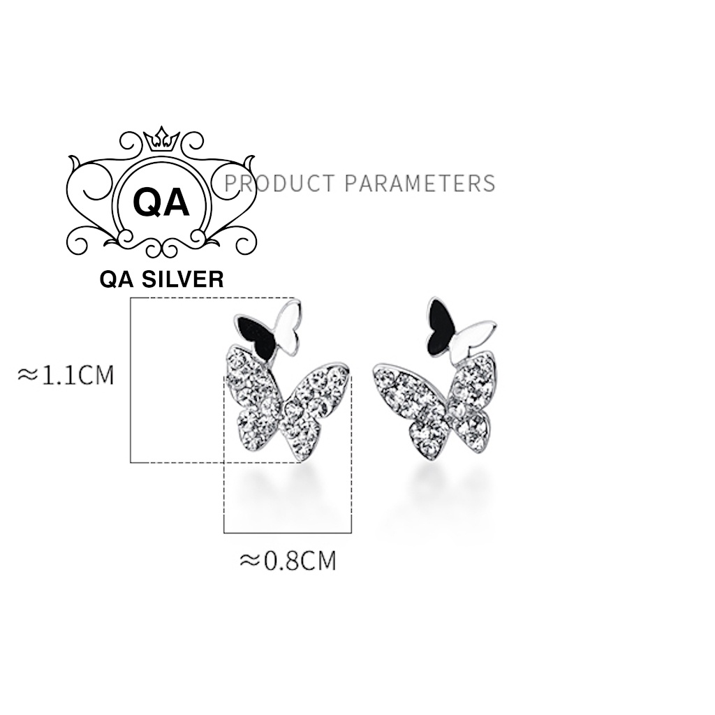 Bông tai bạc bướm đính đá khuyên tai hồ điệp S925 BUTTERFLY Silver Earrings QA SILVER EA190706