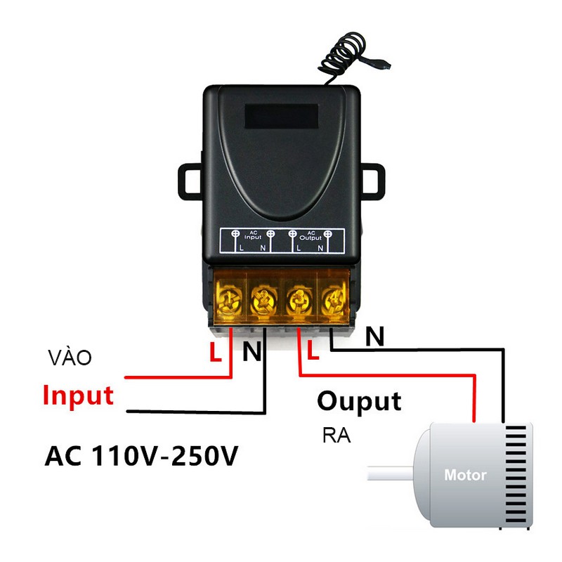 BỘ ĐIỀU KHIỂN TỪ XA 220V-20A, 800W-4000W SÓNG RF 433MHZ (GỒM TAY ĐIỀU KHIỂN VÀ 01 BỘ NHẬN)