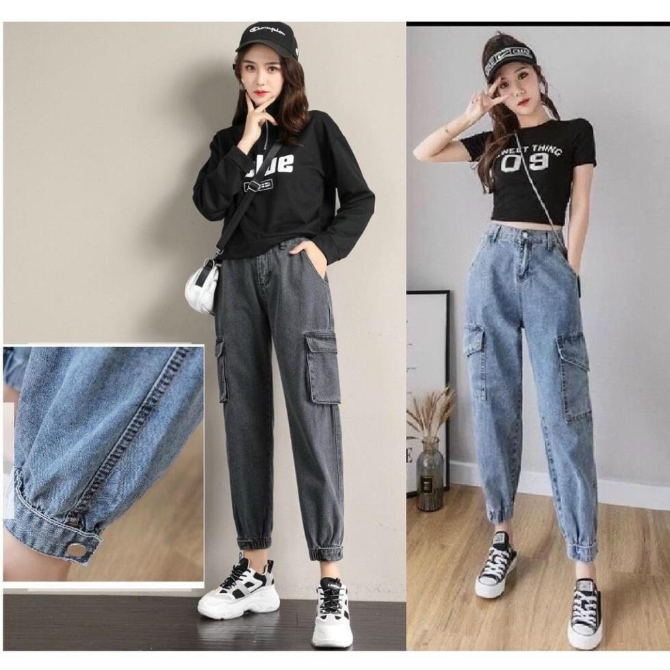 Quần Baggy Jeans Túi Hộp Ống Bo Túm Jogger Cạp Cao Form Ulz ྇
