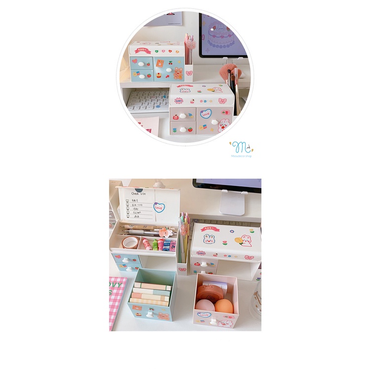 Kệ đa năng trắng xanh có nắp đậy như hình 🌈