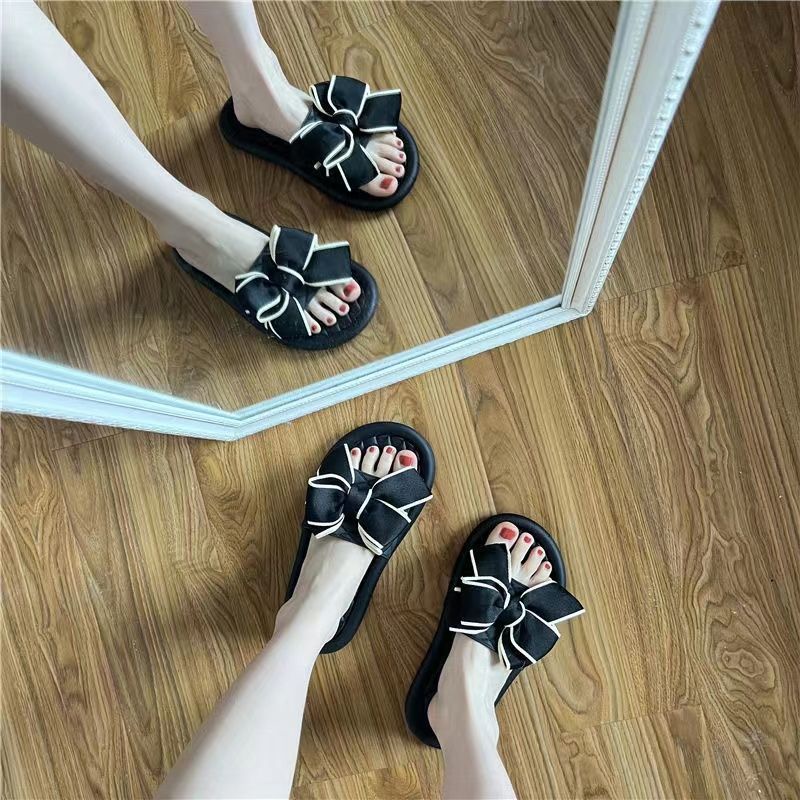 Dép Xỏ Ngón Đế Mềm Đính Nơ Thời Trang Mùa Hè Cho Nữ