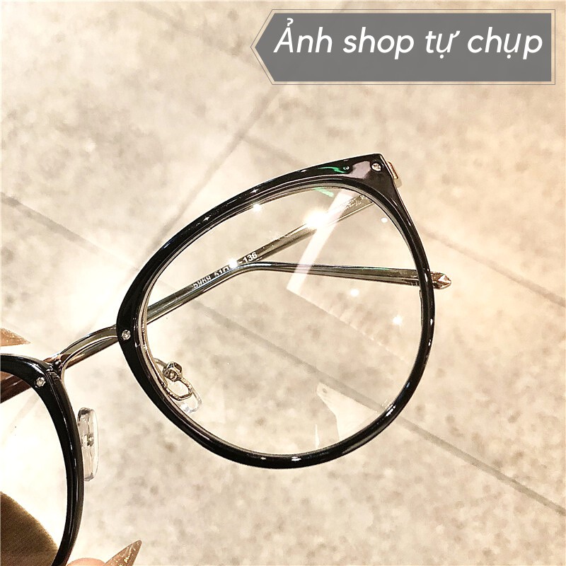 Gọng Kính Tròn Càng Sắt Nam Nữ, Mắt Kính Gọng Kim Loại Chống Ánh Sáng Xanh FERADO ( tặng hộp đựng kính )