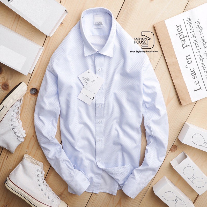 Áo Sơ Mi Nam Tay Dài Cổ Thuyền Chống Nhăn Mát Thoải Mái, Áo Sơ Mi Công Sở Nam Tính Lich Lãm Vải Dệt Kim Cương Sang Trọng | BigBuy360 - bigbuy360.vn