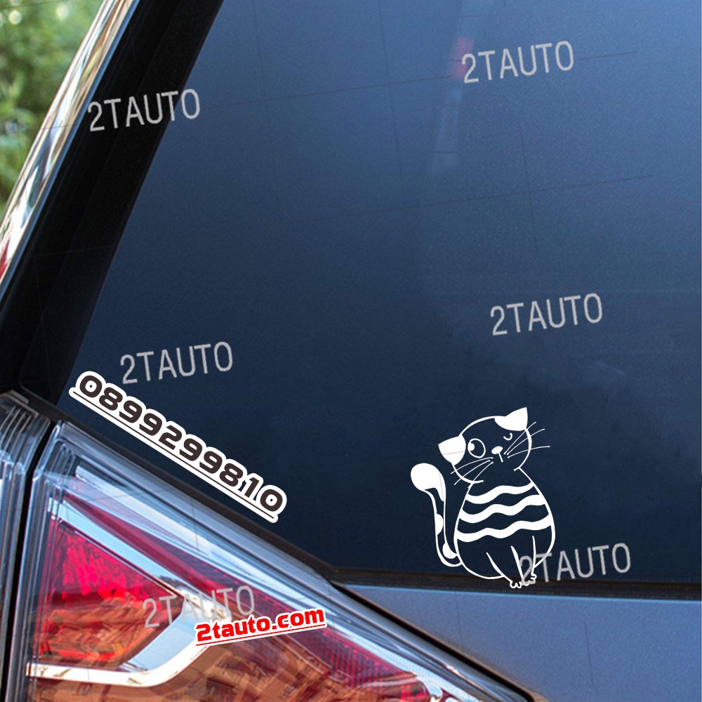 Tem decal HÌNH CON MÈO dán xe nhiều kích thước, chống thấm nước, logo CHÚ MÈO dán trang trí ô tô xe hơi - MẪU 9