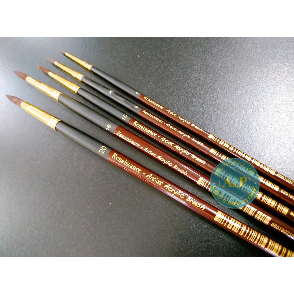 Cọ Nhọn Thân Nâu Renaisscence Artist Acrylic Brush (Cọ Lẻ)