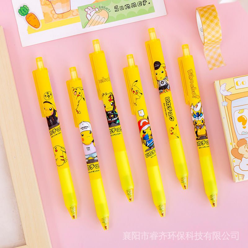 Bút Bi Mực Đen Ngòi 0.5 / 0.5Mm In Hình Pikachu Dễ Thương Cho Học Sinh